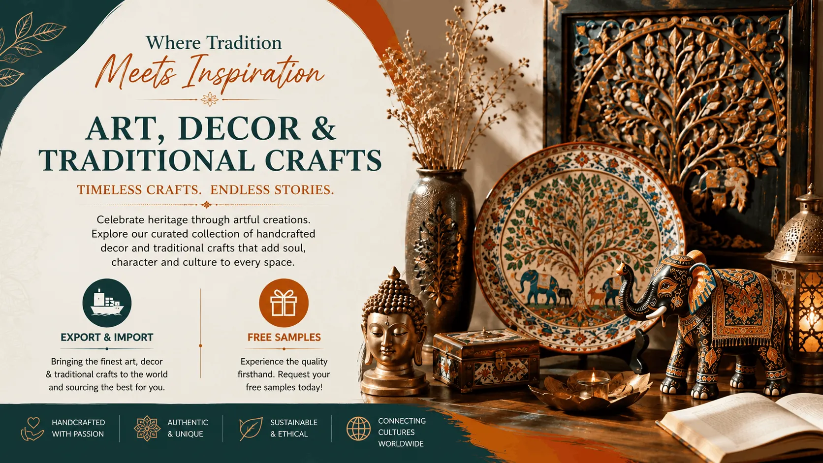 Trade Horizon Wooden Handicraft Items Export Banner