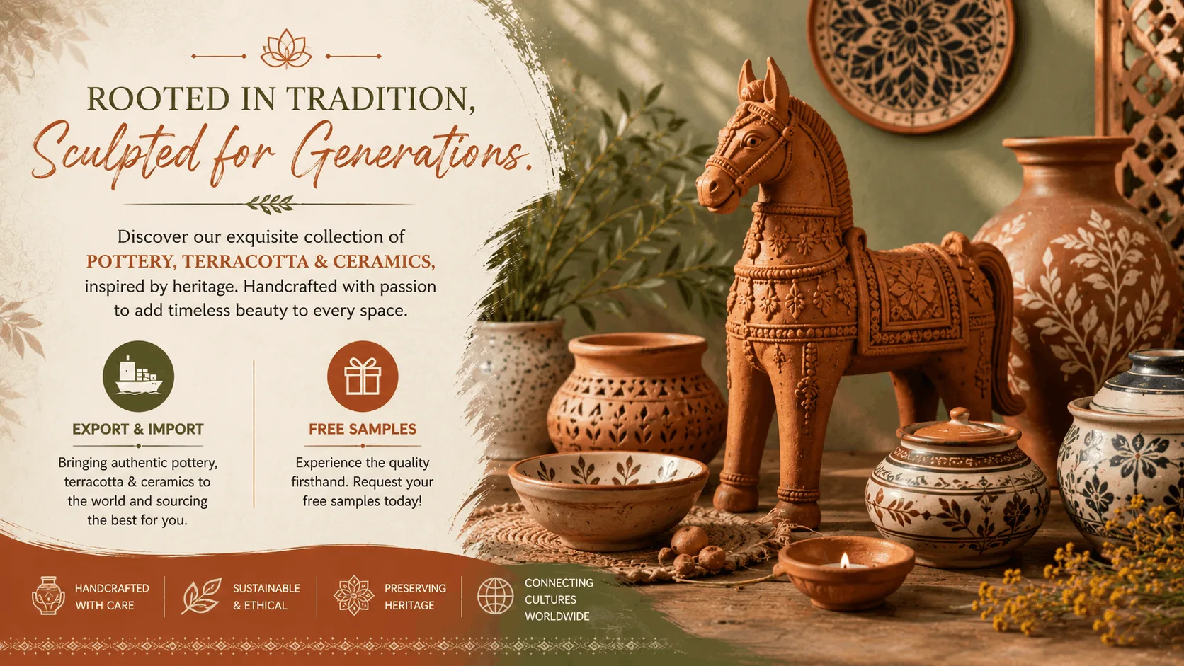 Trade Horizon Wooden Handicraft Items Export Banner